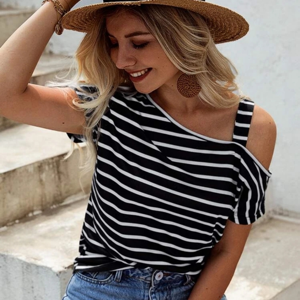 Shein Asymmetrical Striped Tee